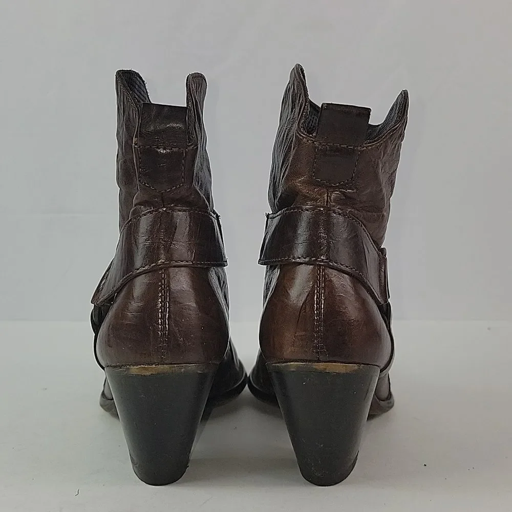 Paul Green Strappy Brown Leather Handmade Women's Ankle Boots